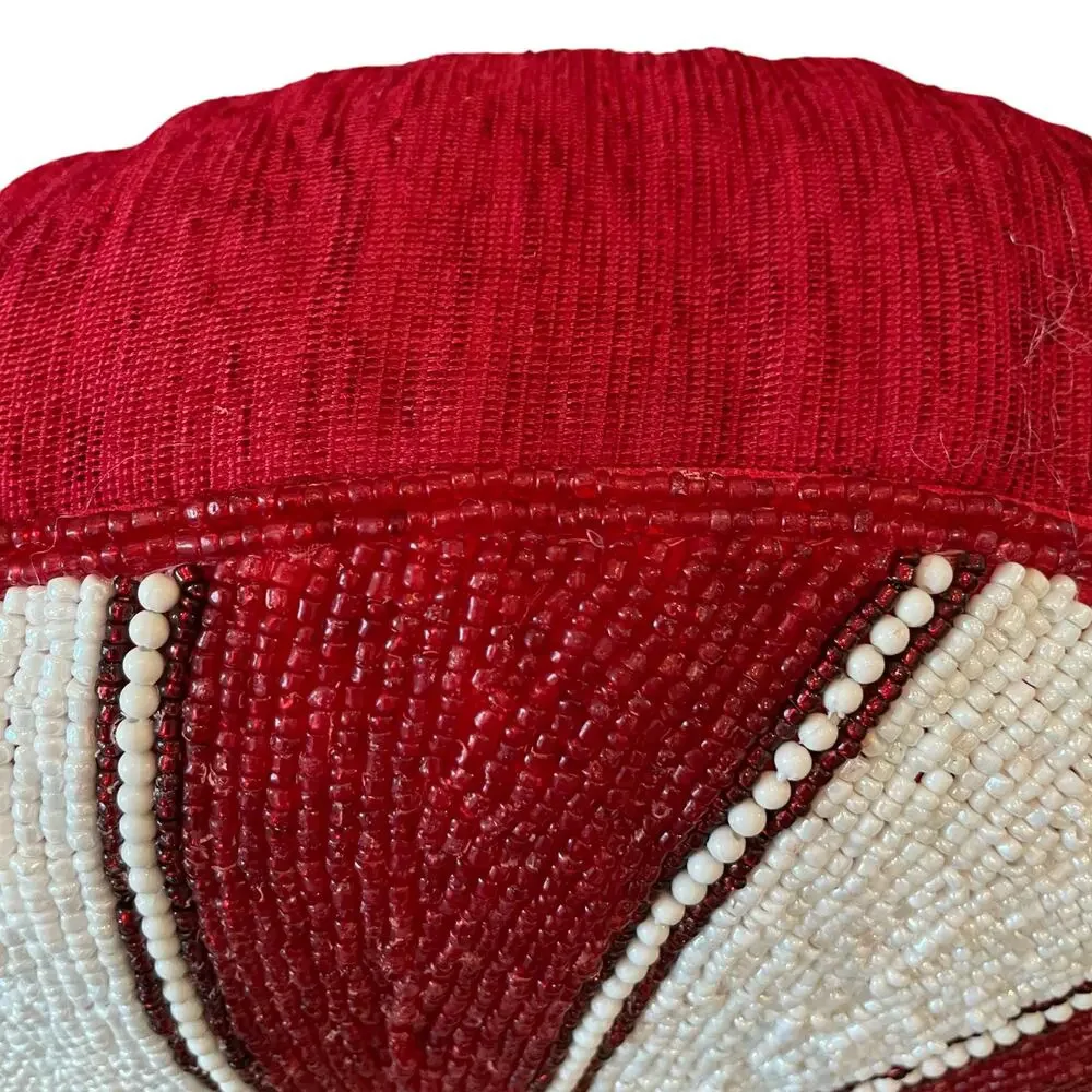 Beaded Christmas Peppermint Candy Pillow 15in Holiday Decor by Peppermint Square